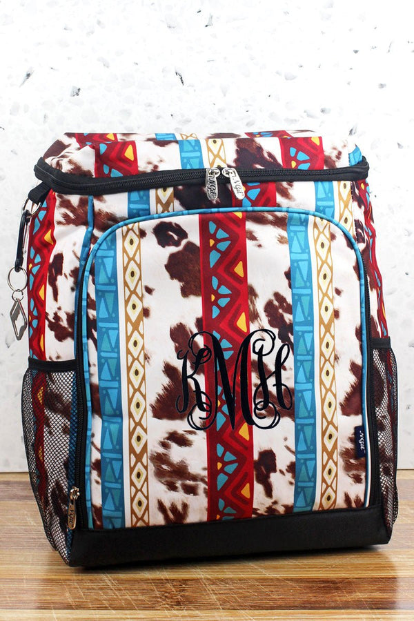 NEW Cowgirl Western Cow Print Neoprene Brown Turquoise Crossbody Purse Bag