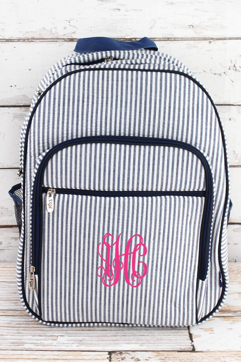 navy striped backpack