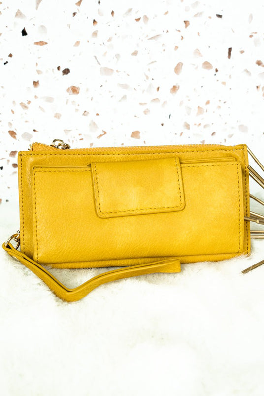 t801 yellowngil yellow faux leather wristlet wallet