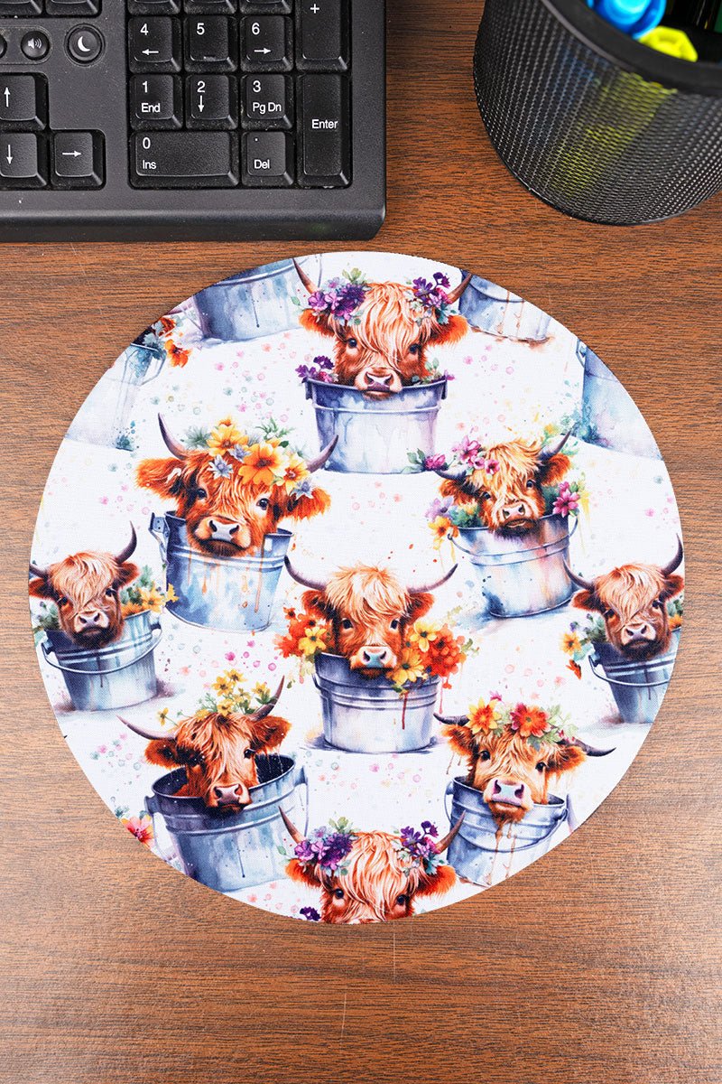 Highland Cow Bouquet Square Mousepad