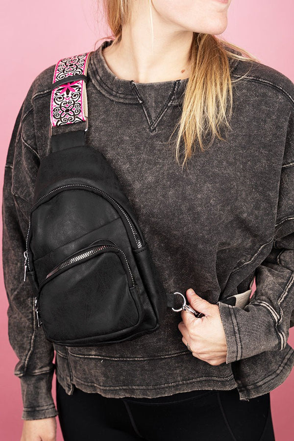 Women's Wide Shoulder Bag with Accessories Wild Strap Wide