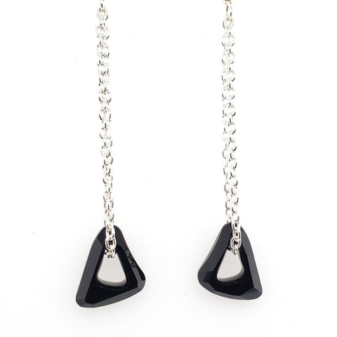 long dangly earrings with black crystals