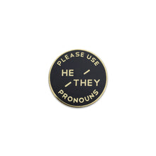 Load image into Gallery viewer, Enamel Pronoun Pin: He/They - Black
