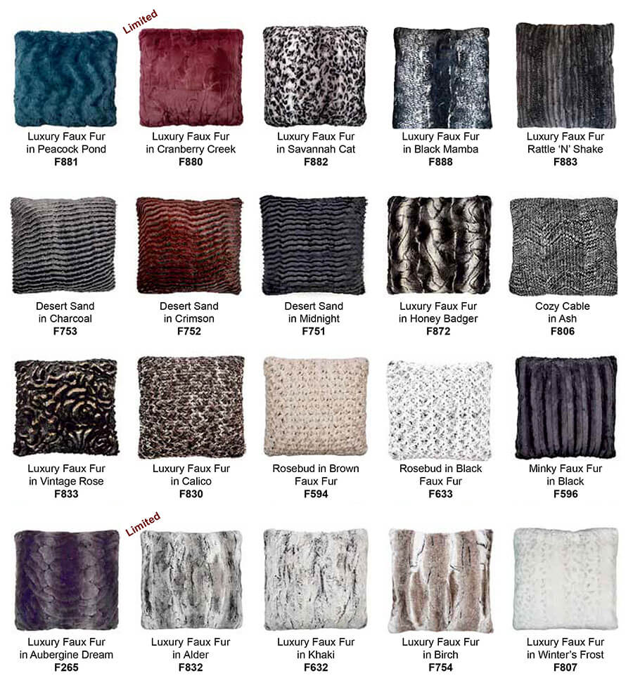 Fabric Swatches - Pandemonium Millinery Faux Fur Boutique made in