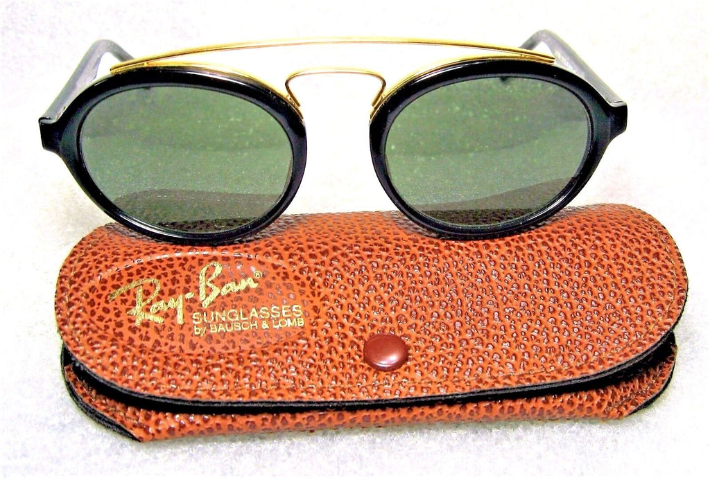 niveau Gesprekelijk vrije tijd Ray-Ban USA Vintage NOS B&L Gatsby Style 6 Ebony-Gold W0940 New Sunglasses  &Case
