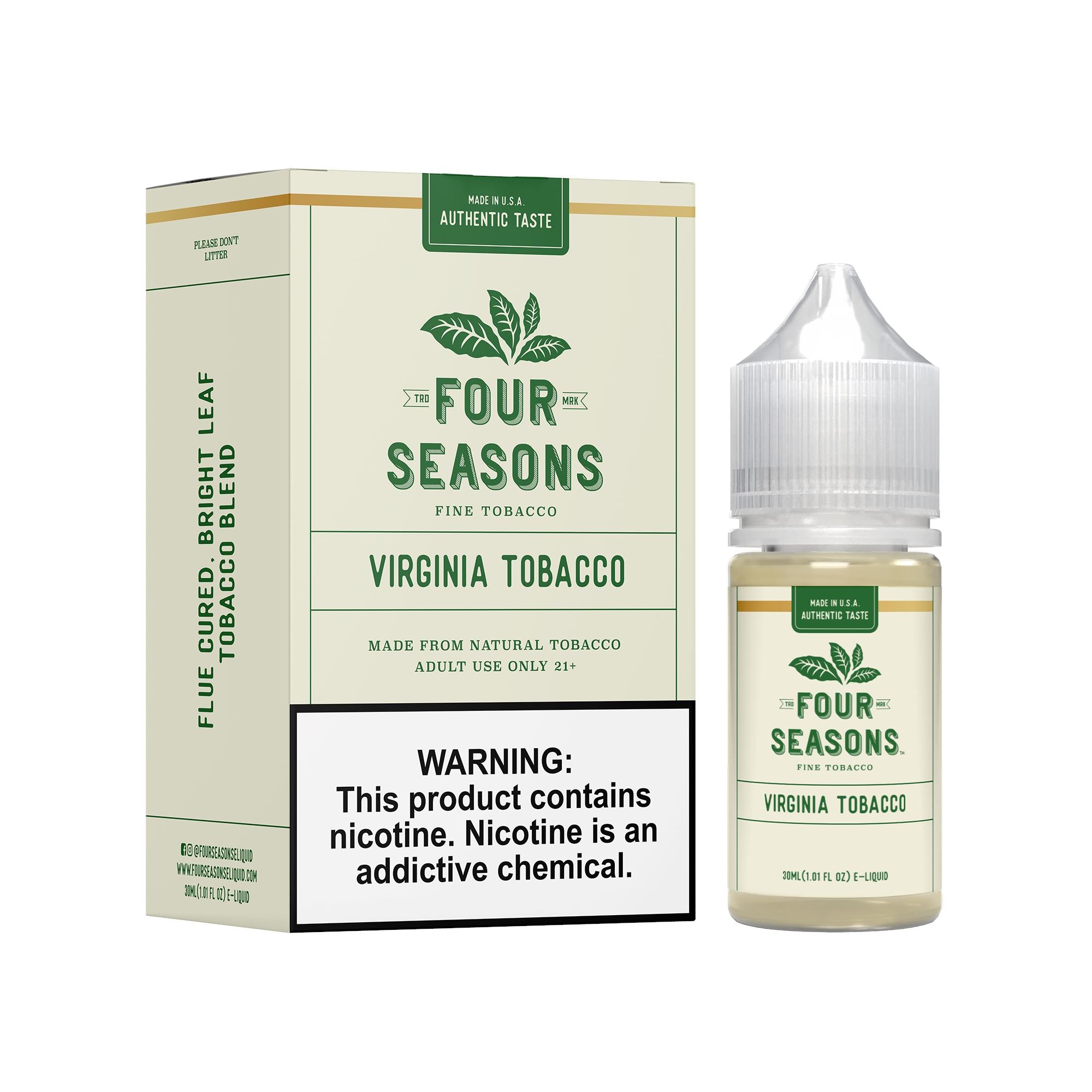 Virginia Tobacco by Four Seasons Series E-Liquid 30mL (Freebase)