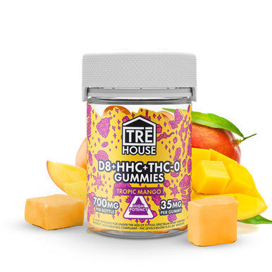 Tre House – D8 + HHC + THC-O Gummies – Tropic Mango | 700mg