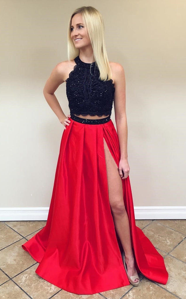 black and red formal dress