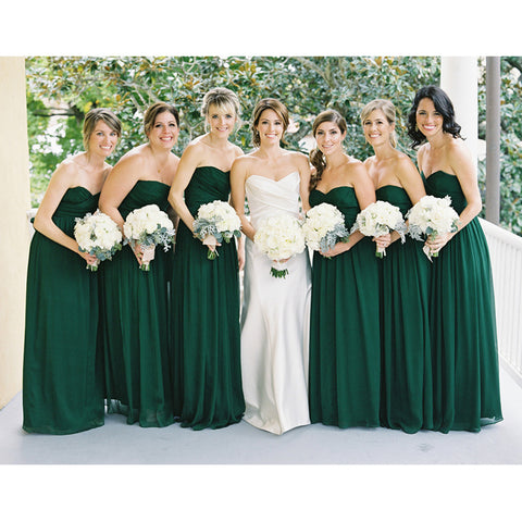 bridesmaid dark green dress