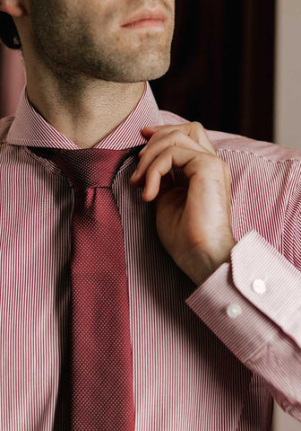 Red Striped Extreme Cutaway Collar Shirt from Dandy & Son