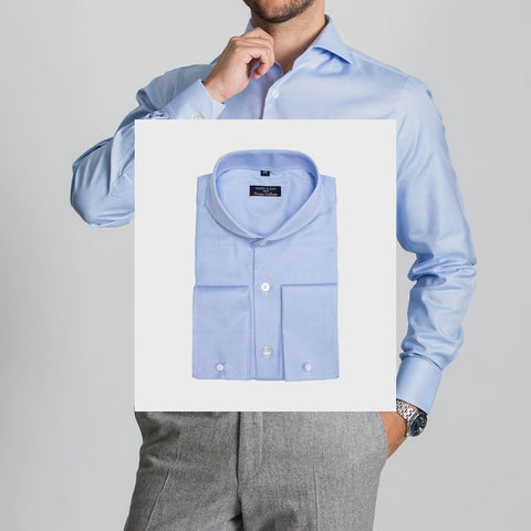 Blue Extreme Cutaway Collar Shirt from Dandy & Son