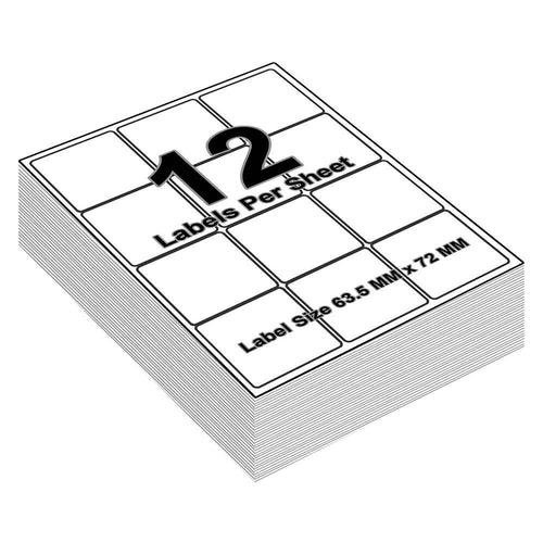 Address Labels Printable 12 Sticker Labels Per Sheet 64mm X 72mm