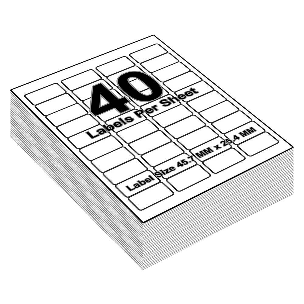 White Return Address Printer Labels 40 Labels Per Sheet 46mm X 25mm Tradenrg Uk 0422