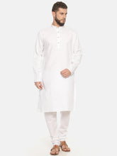 Load image into Gallery viewer, White Cotton Straight Solid Long Kurta
