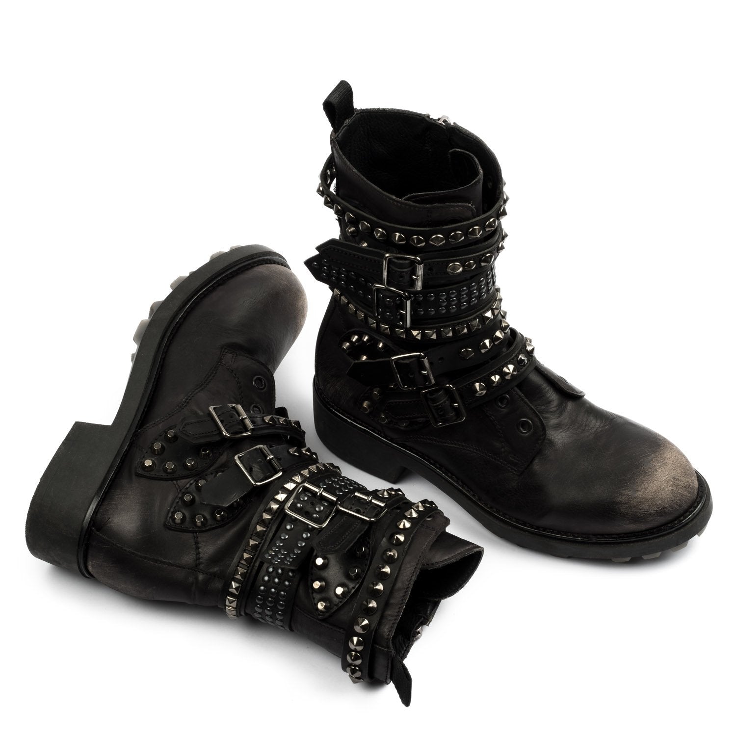 cheap black biker boots