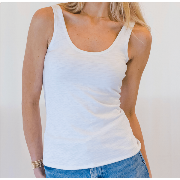 Double Layer Linen-Like Tank Top in White