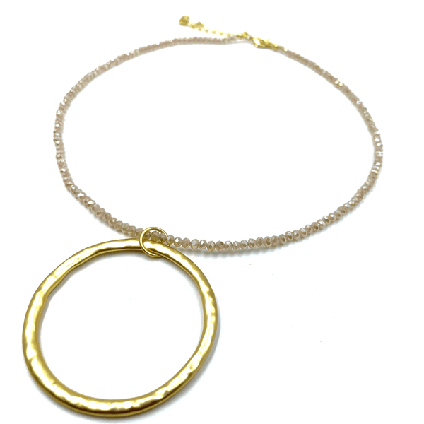 Hammered Gold Bead Statement Necklace