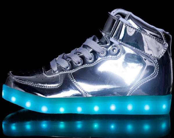 High Top Silver LED Shoes