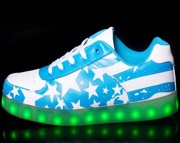 Low Top Blue USA Flag LED Shoes