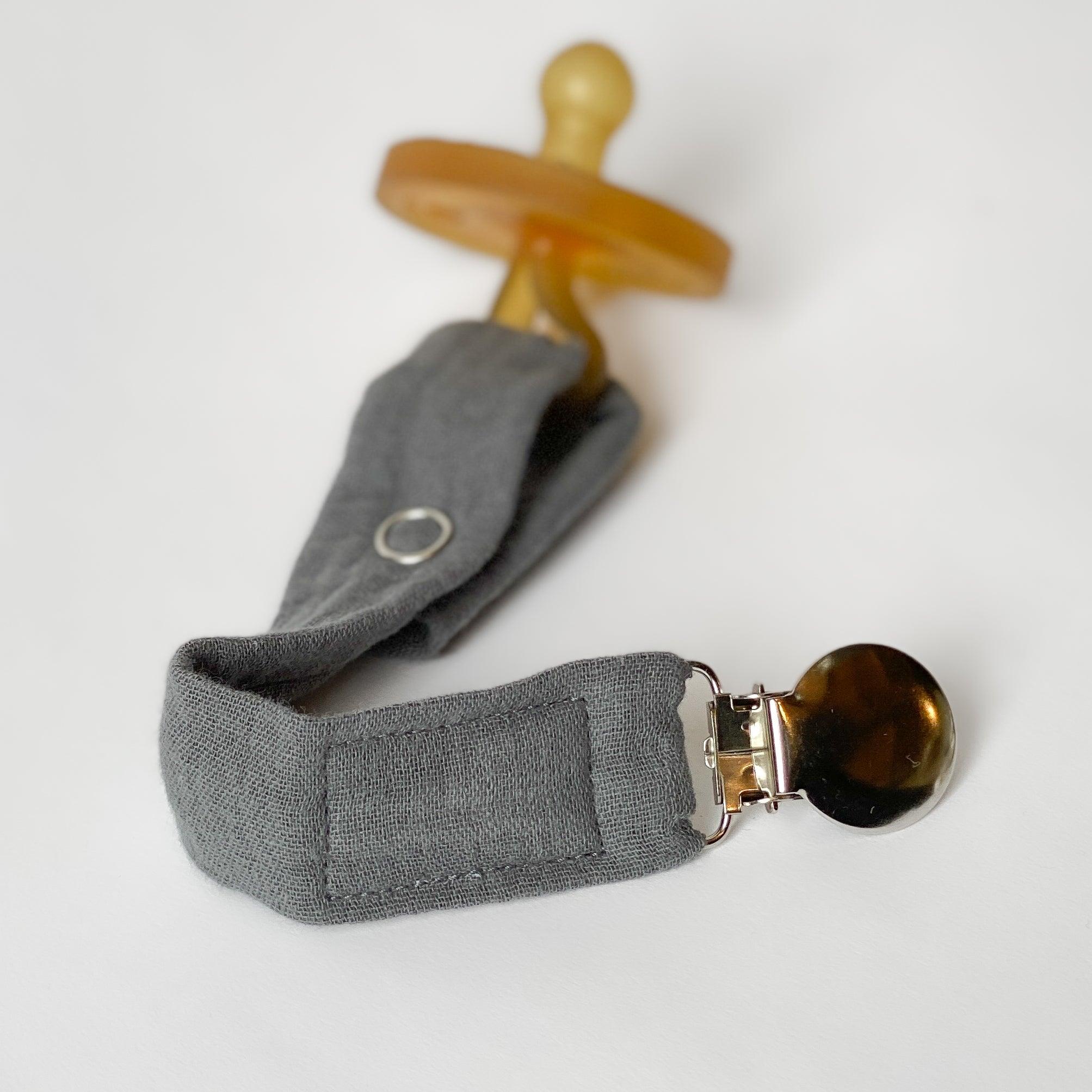 Simple Lightweight Gauze Pacifier Clip - Dove Gray - Charley Charles