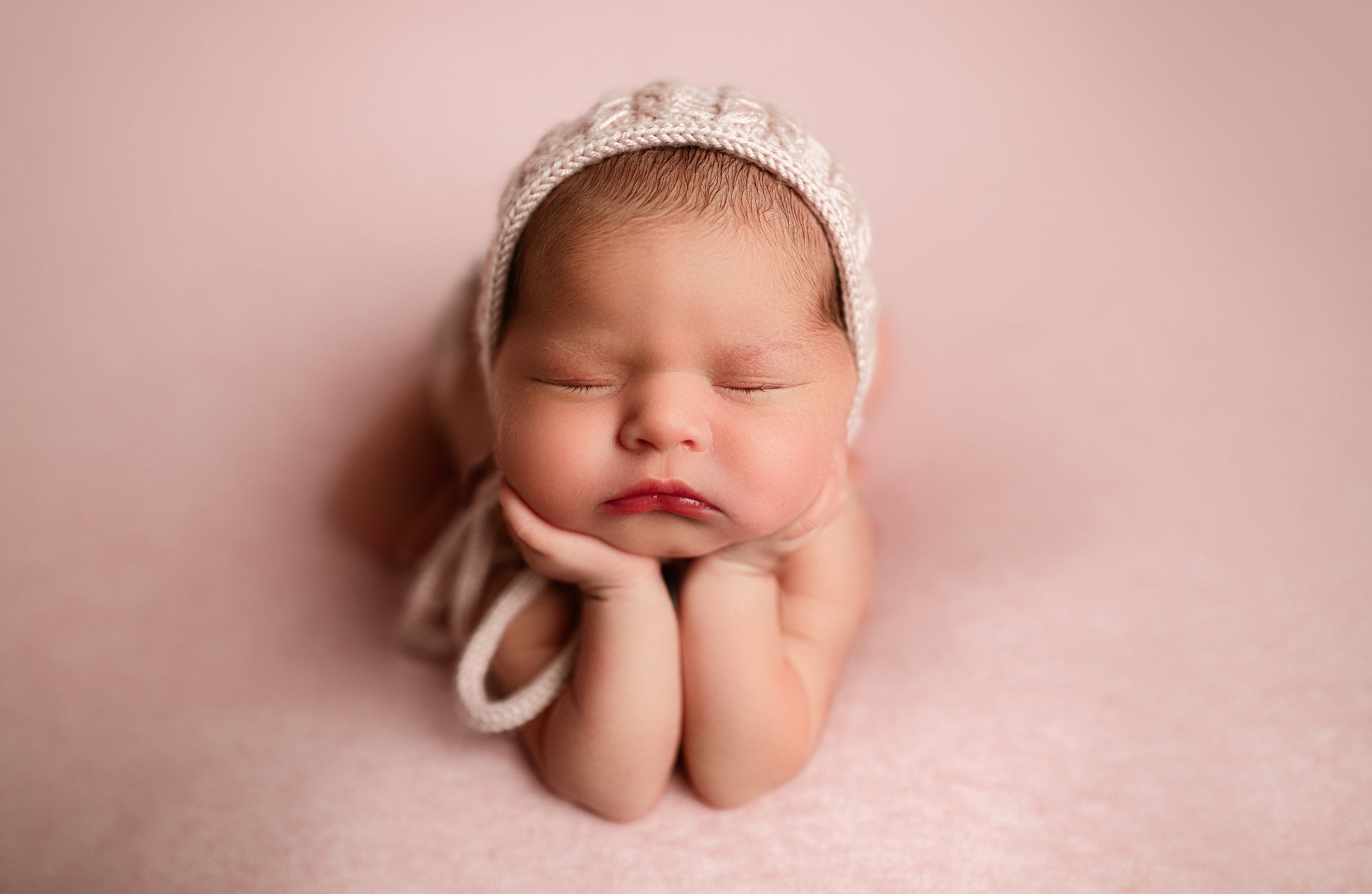 Knit Newborn Bonnet- Soft Pink- MADE TO ORDER