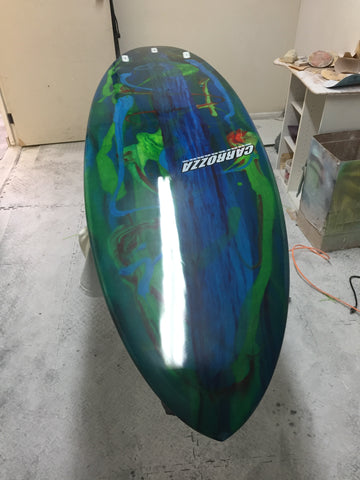 resin swirl surfboard