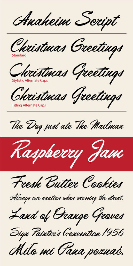 Anaheim Script Jukebox Fonts