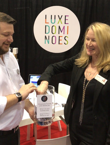 Booth giveaway drawing with ASI rep