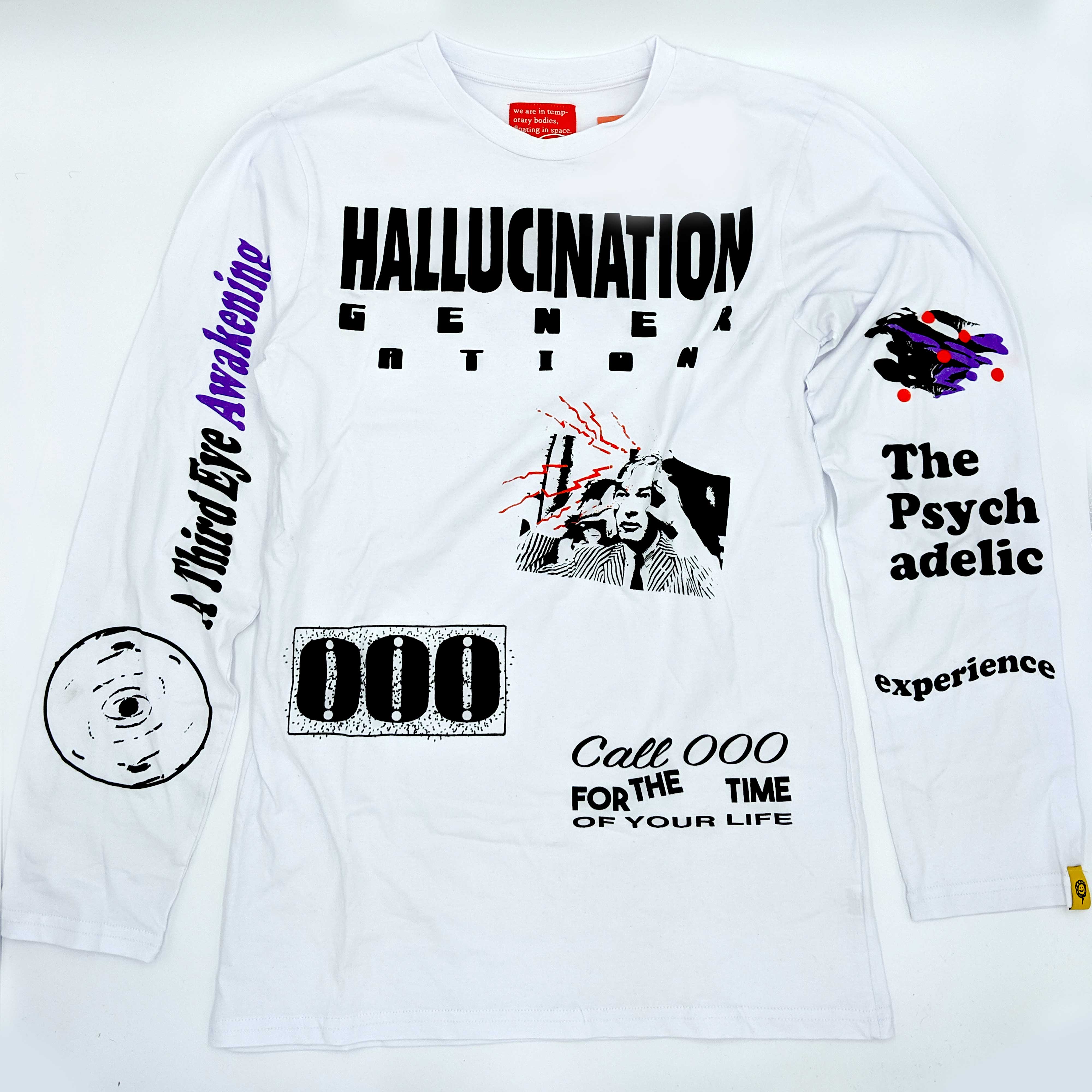 Hallucination Generation All Over Print Eye White Long Sleeve Shirt - 