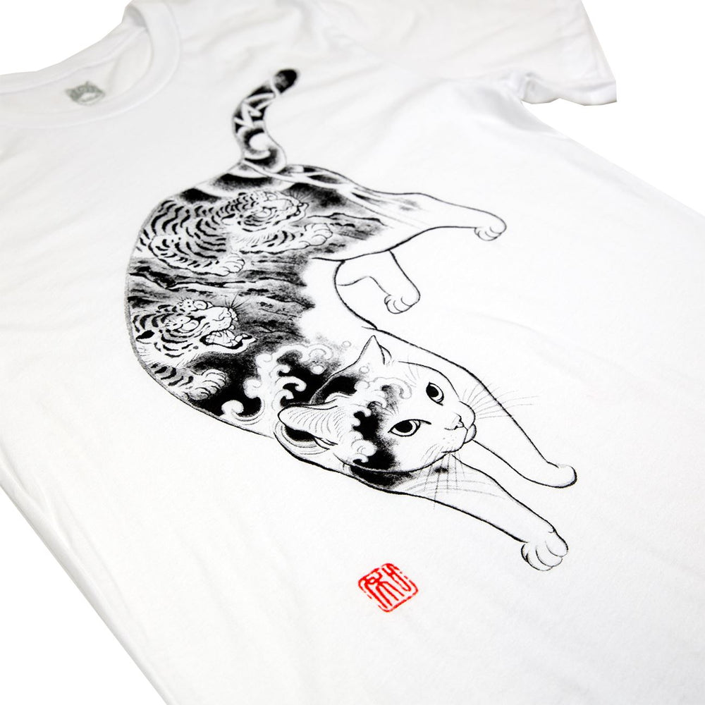 Tiger Cat Tee White Monmon Cats