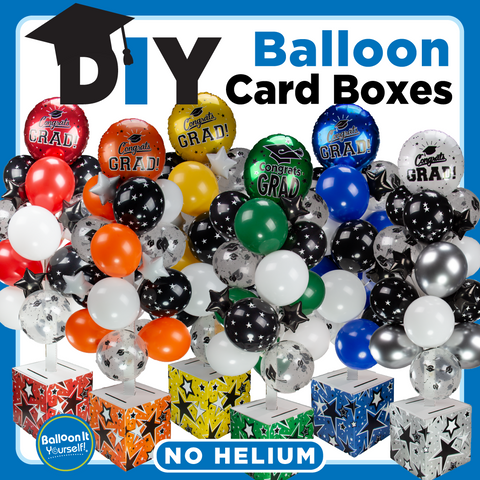 Balloon It Card Boxes Do It Yourself complete kit with balloons and decorative accessories.