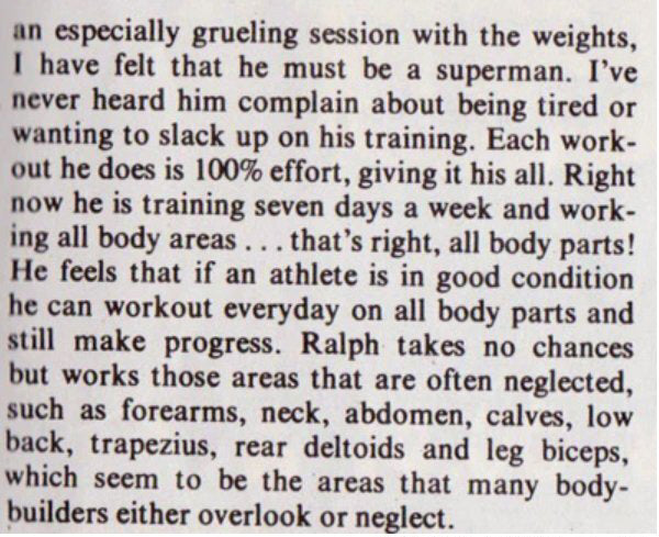 Article 1 - Aug 1971 Muscular Development - Ralph Kroger Trains Full Body 7 days a week