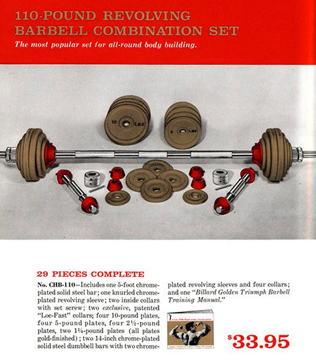 Billard Golden Triumph - 110 lbs Revolving Barbell Combination Set