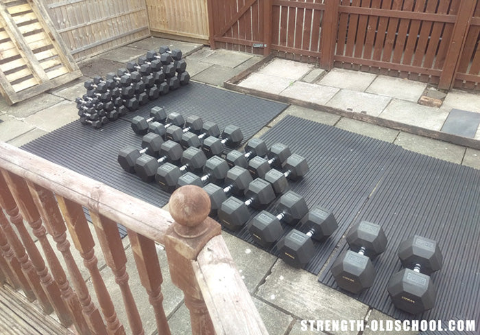 Strength Oldschool Collection of Hex Rubber Dumbbells - 1kg up to 70kg