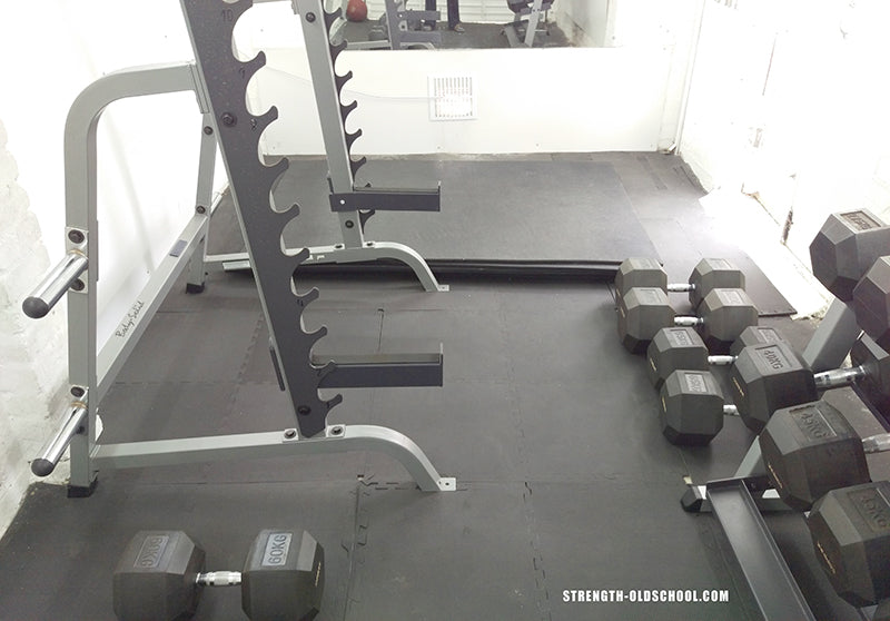 Strength Oldschool - Inside Garage Gym Renovation - Heavy Dumbbells