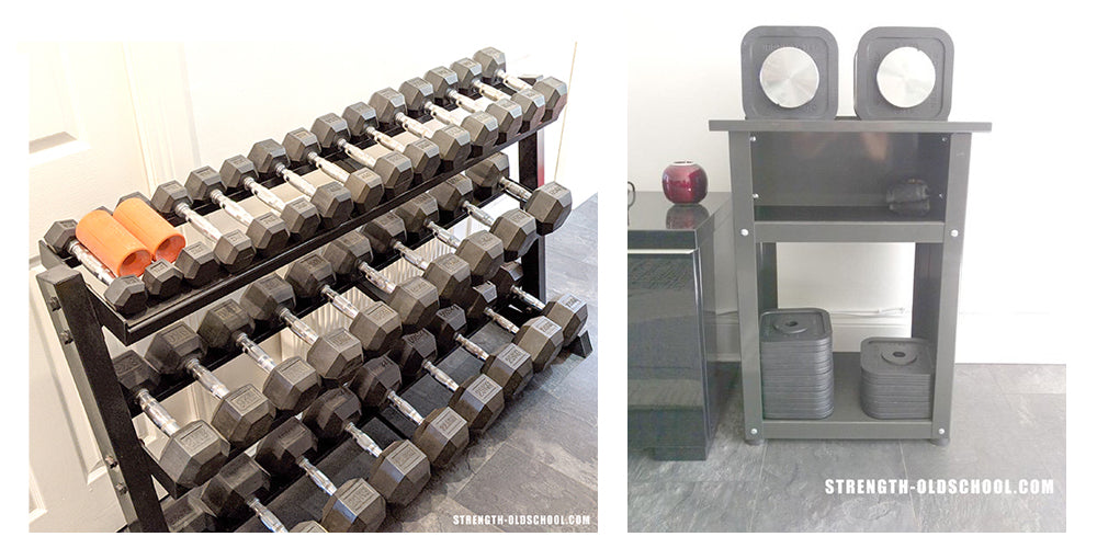 Rubber Hex Dumbbell Storage Compared to Ironmaster
