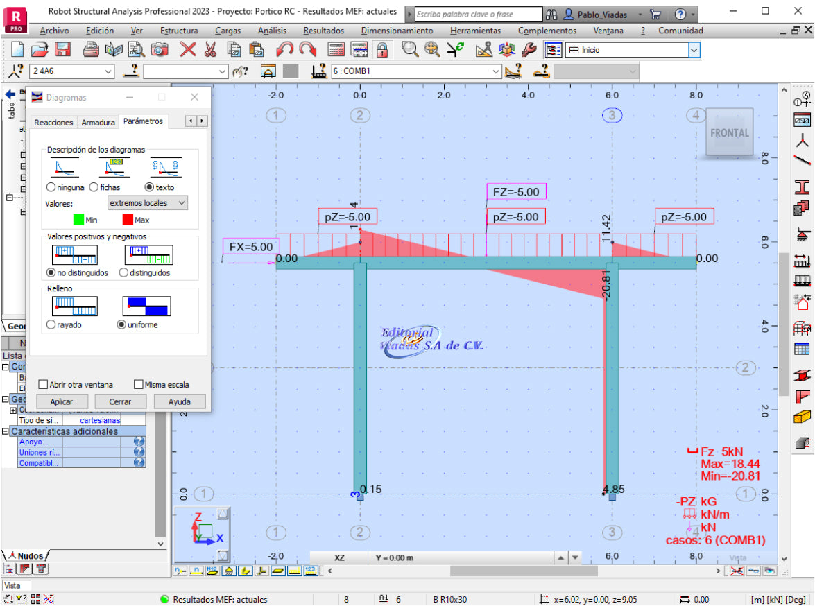 Análissis estructural en Autodesk Robot Structural Analysis Professional. Análisis de marcos de concreto reforzado.