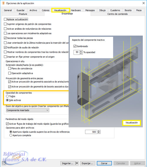 autodesk inventor configuracion de gráficos