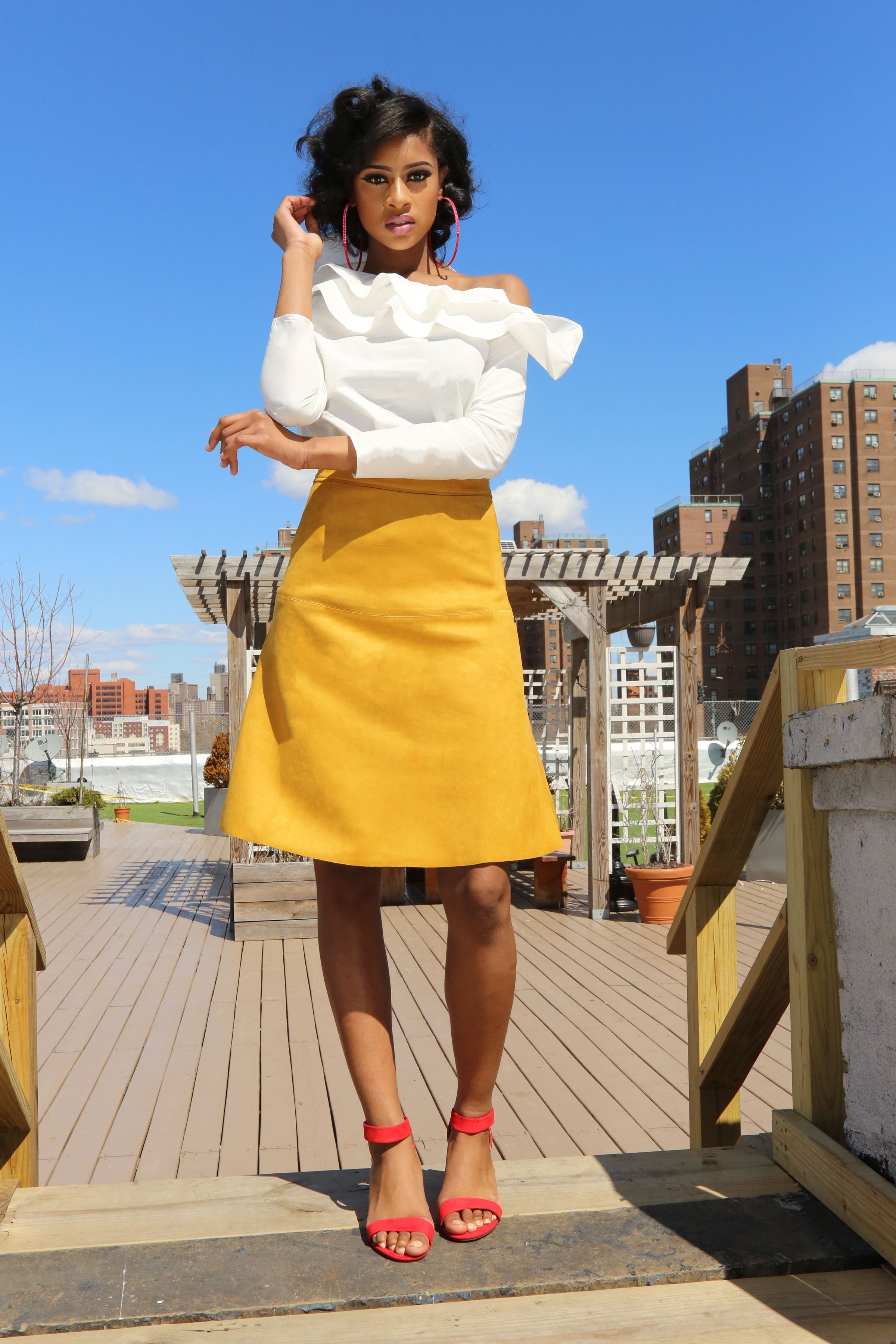 yellow suede skirt