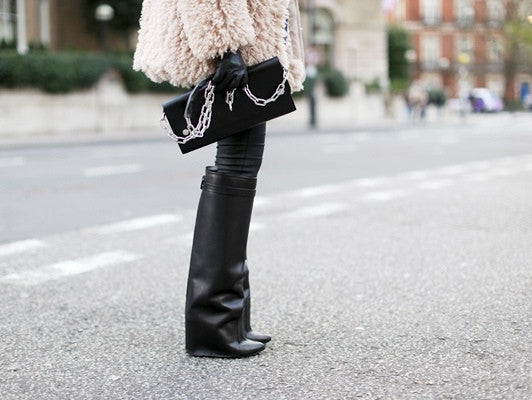 Sold -Givenchy Shark Lock Wedge Knee Black Leather Boots. So Chic! Siz –  Coco et Louis