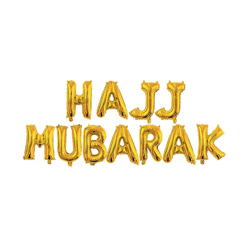 Gold Hajj Mubarak Foil Balloons Anafiya Gifts Uk