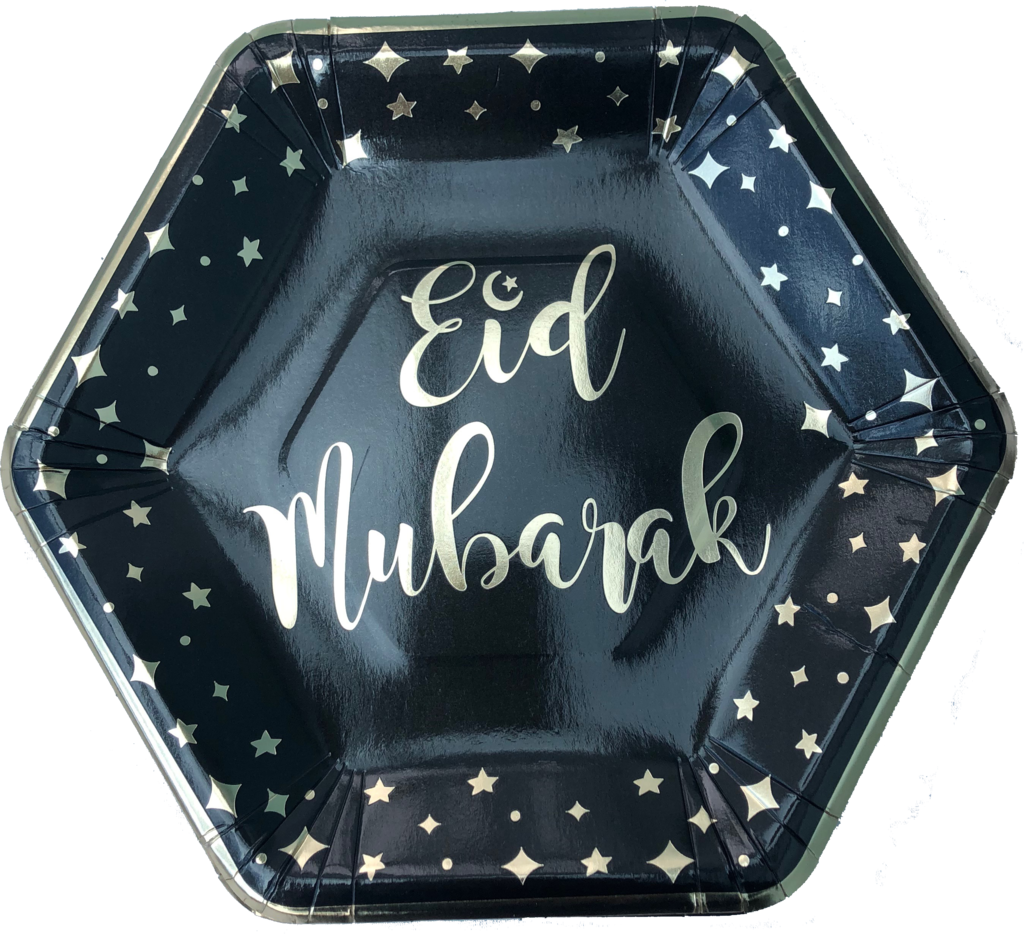 Eid Mubarak Dinner Plates Black And Gold Anafiya Gifts Uk