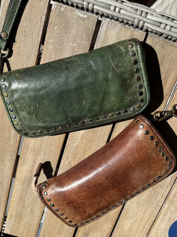 Aged Sofia Wallets in Olive and Cognac