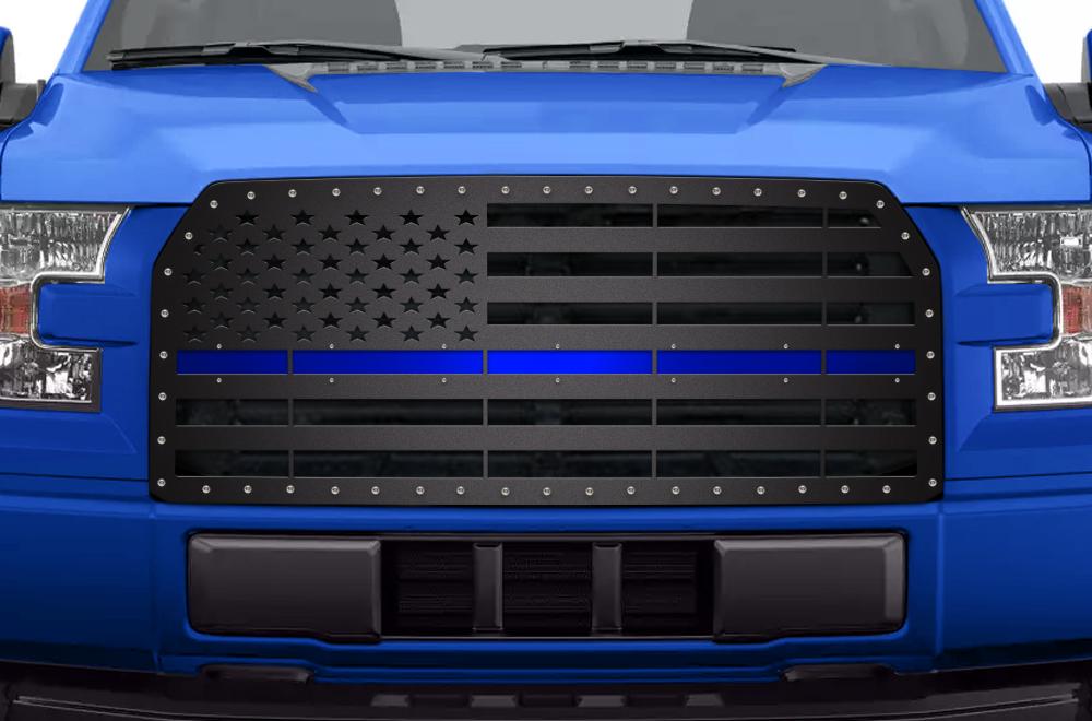 1 Piece Steel Grille For Ford F150 2015 2017 American Flag With