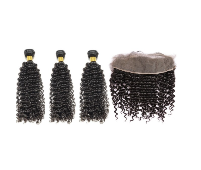 3 Curly Bundles & Frontal ( I Am A Queen Collection )
