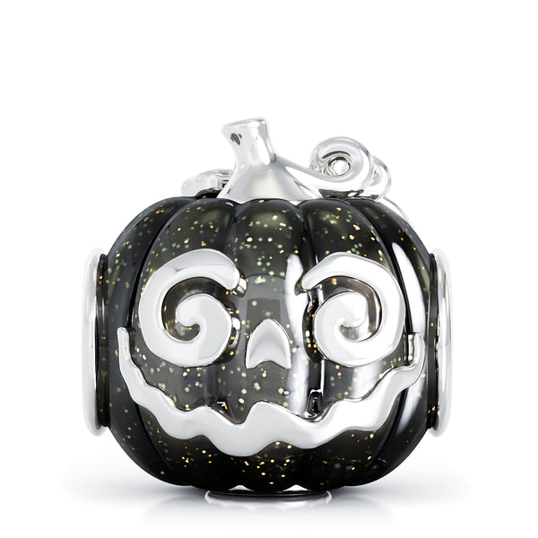 Bella Fascini Halloween Pumpkin Enamel Silver Charm Bead Fits Pandora