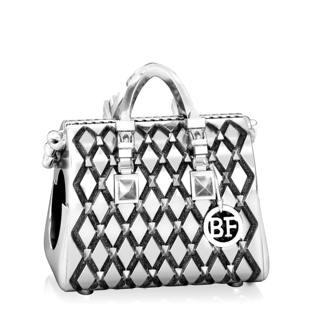 Bella Fascini Quilted Tote Handbag Purse Silver Charm Bead Fit Pandora