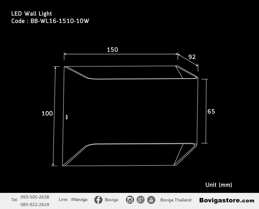 โครงสร้าง โคมไฟติดผนัง Wall Lamp LED Light Box Bright