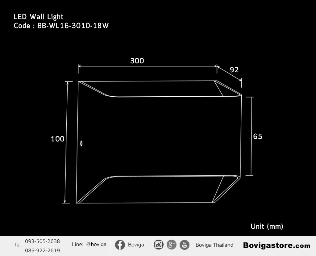 โครงสร้างโคมไฟติดผนัง LED wall light Box Bright