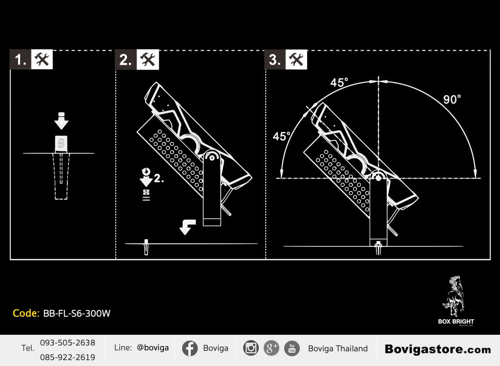 วิธีการติดตั้ง โคมไฟ สปอร์ตไลท์แอลอีดี LED Flood Light | LED High Mast ขนาด 300W รุ่น Series 6